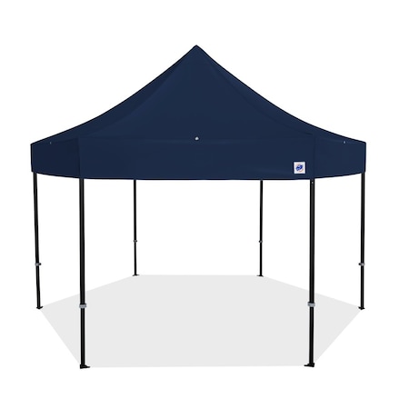 E-Z Up TAA Compliant HUB Shelter, 15' W x 15' L, Black Aluminum Frame, Navy Blue Top HB3ALU15KFBKTNB
